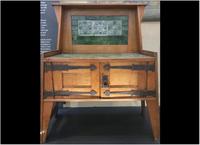 , Oak washstand by Liberty & Co, c. 1894 with tiles by William De Morgan