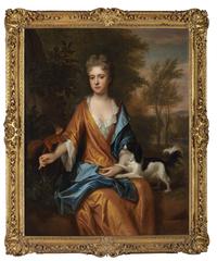 Frederick Kerseboom (1632-1693), Portrait of a Lady with a Squirrel and Spaniel, 1690